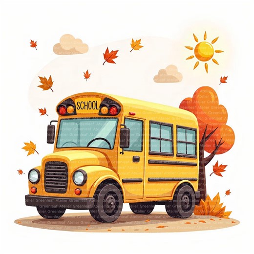 14 School Bus Clipart, Whimsical Summer Bus PNG, Joyful 2D Doodle Illustration, Digital Download - Etsy
