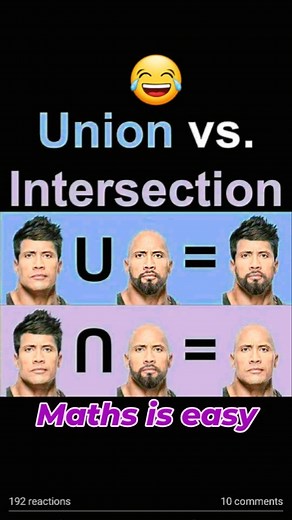 Maths is Easy on Instagram: "Union and Intersection,😂#reels #trendingreels #viral #fun #mathsiseasy #funny #reelvideo #intersectional #maths #union #unionvsintersection #mathsskills #funnyvideos #set #settheory"