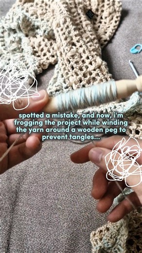 frogging my crochet project while winding the yarn to prevent tangles 💪🏼 #crochet #crocheting