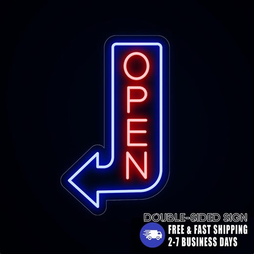 Double Sided Waterproof Neon Bar Open Sign, Outdoor Vertical Arrow Custom Shop Open Neon Sign, Bar LED Neon Sign Open Double Side - Etsy