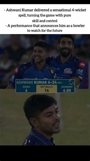 Ashwin Kumar delivered a sensational 4-wicket spell | #cricket #ipl #ashwinikumar #mivsgt #ipl2026