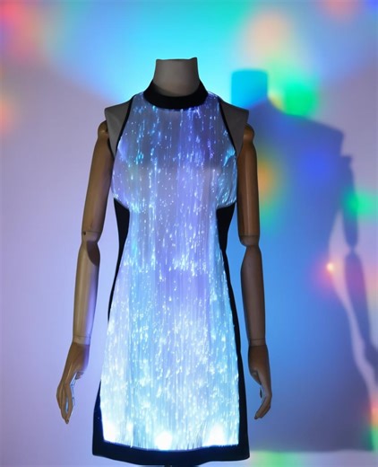 LED Fiber Optic Dress, Iridescent Holographic Rave Outfit, Cyberpunk Glowing Gown, Custom Festival Wear - Etsy