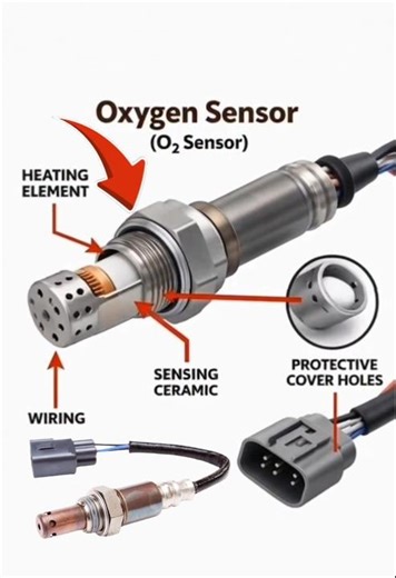 Oxygen Sensor Working Explained 🔧 check discretion #OxygenSensor #O2Sensor #CarSensor #shorts