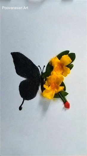 Creative Butterfly Art Using Real Flowers 🌸 | Easy Nature-Inspired Drawing Idea #artshorts