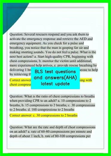 BLS test questions and answersAHA latest update video