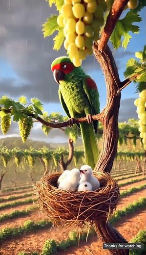 Pigeon & Parrot Nesting on Grape Tree | Amazing Bird Nest Video