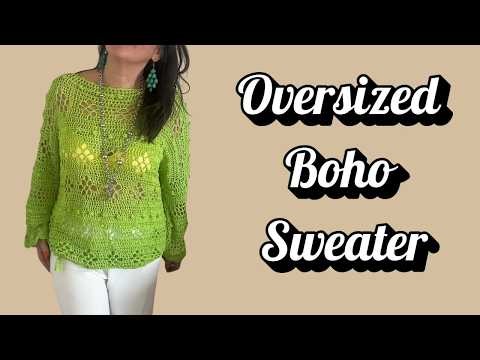 How to Crochet a Boho Lace Sweater | Oversized Crochet Top Tutorial
