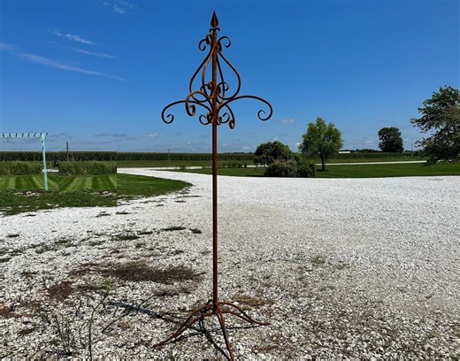 Wrought Iron Tree With Hooks Plant Stand – Rustic Outdoor Flower Basket Holder - Etsy