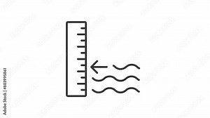Groundwater level line animation. Water line surface animated icon. Sea waves floating. Liquid level measuring. Black illustration on white background. HD video with alpha channel. Motion graphic vídeo de Stock