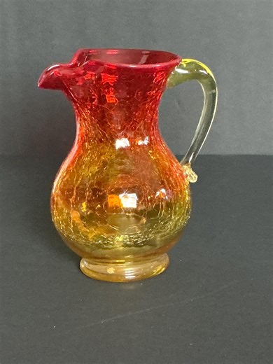 Vintage Amberina Crackle Glass Pitcher – Cadmium UV Reactive – Art Nouveau Style – Hand Blown Glass - Etsy