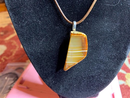 Agate Pendant - Wedge Shaped With Bands - Etsy