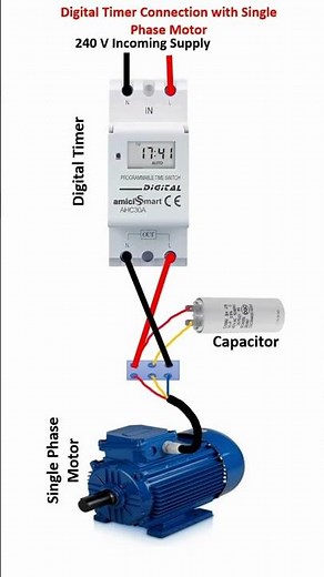 Digital Timer connection with Single phase motor