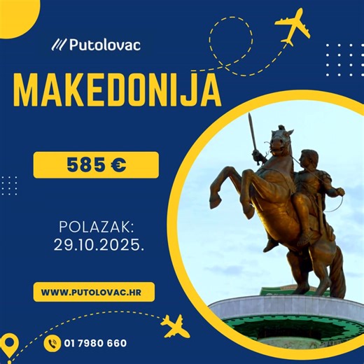 Skopje, Ohrid i makedonska vinska tura: 5 dana ✈ . Program putovanja:👉 https://www.putolovac.hr/putovanje/skopje-ohrid-i-makedonska-vinska-tura-5-dana . Ukupna cijena putovanja od 585 € . POLAZAK 29.10.2025. 📆 . ✔️ Program za prave hedoniste ✔️ Hotel u centru SKOPJA ✔️ Mogućnost izleta na Ohrid ✔️Izlet u posjetu svim najboljim makedonskim vinarijama . 📞 01/7980-660 ✉️ info@putolovac.hr | Putolovac