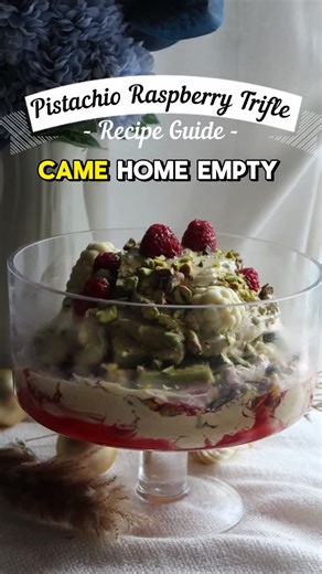 Bakeomaniac on Instagram: "[Recipe] Pistachio Raspberry Trifle I brought for a company potluck, and it came home empty 🥳! Looks complex, but it’s just 4 make-ahead components layered together. Save this crowd pleasing dessert whenever you need to impress, or for your next gathering 😋🎄 Ingredients (Component 1: Raspberry Green Tea Jelly) - 120g Raspberries - 120g White Sugar - 200ml Green Tea (3 Green Tea Bags, 3 mins) - 50ml Water - 7g Gelatine Powder + 35ml Water Instructions 1. Bring all in