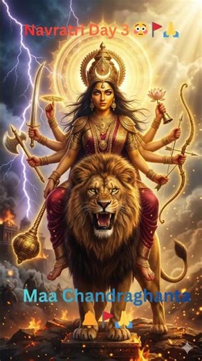 Navratri Day 3: Maa Chandraghanta 🔔🙏|Power of Courage😳|#jaimatadi #maadurga #maachandraghantapuja