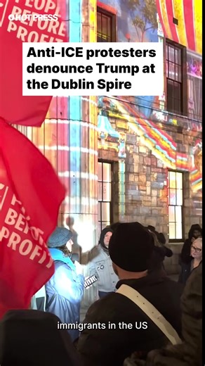 People Before Profit organised the protest to rebuke Ireland’s support of the United States. A crowd of disquieted Dublin residents gathered at the Spire yesterday evening to demonstrate against the Trump administration and ICE's brutality in Minneapolis. @People Before Profit #trump #ireland #politics #news