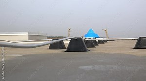 Lightning protection system on thee industrial facility roof.