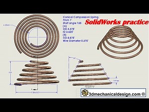 ⚡ SolidWorks Tutorial: model conical compression springs.