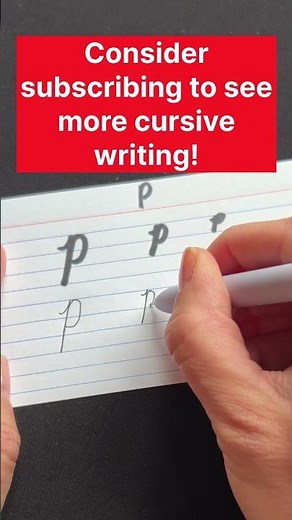 Cursive capital P in multiple sizes with word example