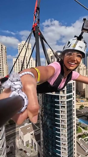 The world's longest urban zipline…😍😱 #ziplining #dubai #thrill | dubai