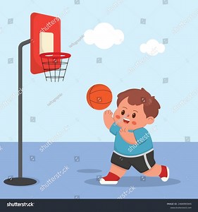 Cartoon Illustration Children Playing Basketball Characters Stock Vector (Royalty Free) 2466995945 | Shutterstock