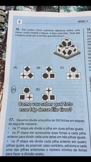 Prova OBMEP 2026 7º ano: como descobrir qual foto o Élio tirou