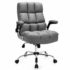 Adjustable Swivel Office Chair with High Back and Flip-up Arm for Home and Office - Costway