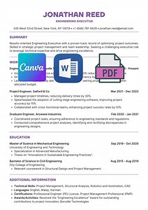 Engineering Resume Template | Professional CV for Engineers & Project Managers | Editable Word Canva | Instant Download - Etsy.de