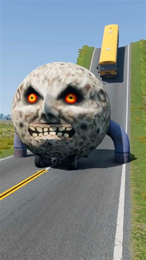 Long Colourful Capsule Buses & School Bus vs Low Pipe - BeamNG.drive #shorts #beamngdrive