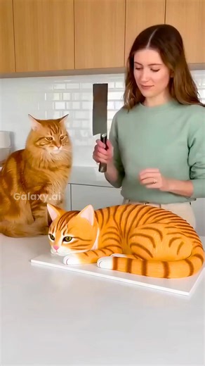 Cutting a Cat Cake and Cat Freaked Out 🐱💨 #shorts #cat #cake #ai #prank #viral | Galaxy.ai