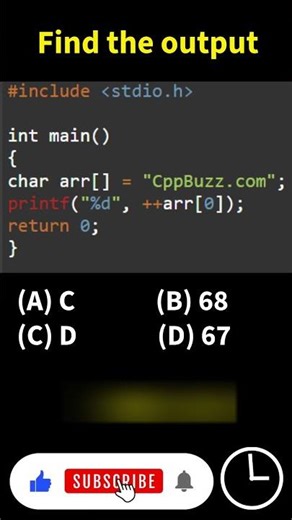 C Programming Quiz #19 - char array #shorts #cprogramming #cppbuzz
