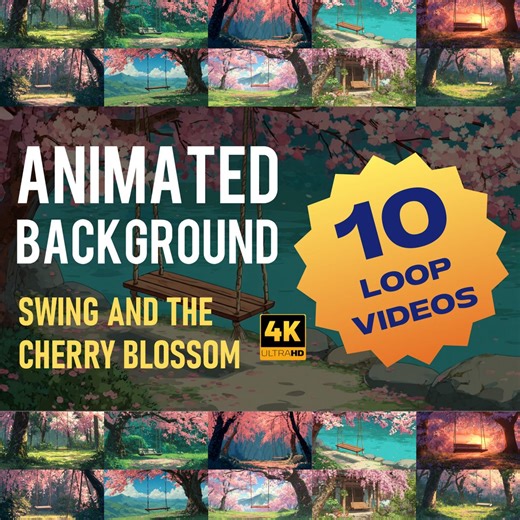 Swing and the Cherry Blossom Animated Background 4K | Sakura Garden Loop Video Set - Etsy