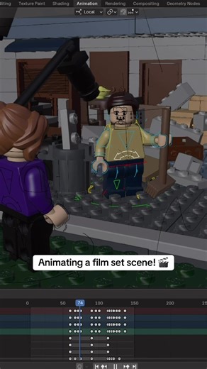 This film set scene is taking longer to animate than it took to make the actual movie... #lego #blender #vfx #animation #filmset