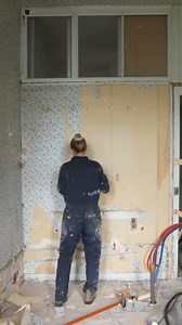 72K views · 2.2K reactions | The boiler suit is back on for the next phase of our never-ending clearing in the bathroom of the future master suite, as I removed some beautiful ’60s wallpaper not only from the walls but also from the ceiling. I can confirm that my neck muscles were aching afterwards, but on the positive side, it did feel like I’d had a facial after all that steaming! | How to Renovate a Chateau | Facebook