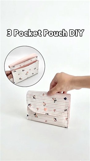 3-Pocket Pouch DIY 🎀 Easy Sewing Tutorial 3포켓 파우치 쉽게 만드는 방법
