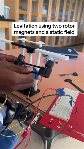 Levitation using two cylindrical magnets and a static bar magnet. #youtubeshorts #shorts #science