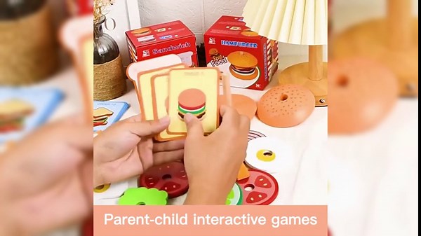 Wooden Stacking Burger Sorting Toy - Montessori Educational Toys for Toddlers 1,2,3,4,5 Years - Shape Sorting & Stacking Toy for Fine Motor Skills - Ideal Christmas Birthday festival Gifts