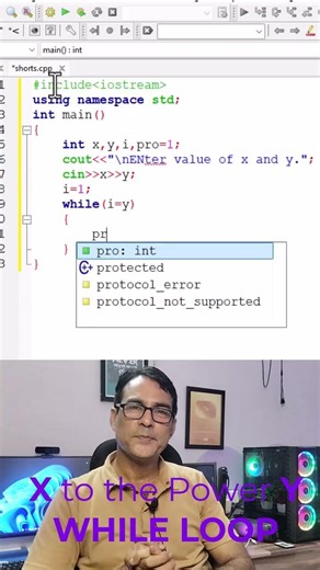 C++ Program to Calculate X Raised to Power Y Using While Loop #shorts