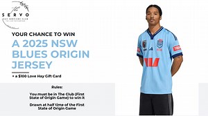🎉 GIVEAWAY ALERT! 🎉 🏆 Your chance to win a 2025 State of Origin NSW Blues Jersey! a $100 Love Hay Gift Card 🏆 We’re giving you the chance to gear up for the big game in style! 🏉 Show your support for the NSW Blues and score yourself a brand new 2025 State of Origin Jersey! ✨ How to Enter: 1. Sign into the Club on the night of Game 1 of The State of Origin 🏉 2. Give your ticket to the bar staff 🔔 3. Be present at half time when its drawn (you MUST be in the club to win it 👯‍♂️ Good luck, 