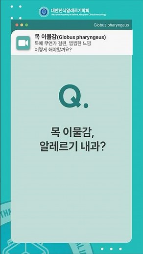 [목 이물감] 목 이물감, 알레르기내과