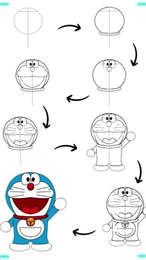 Doremon easy drawing step by step # doremon # subscribe