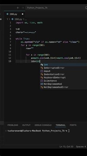 💧 Fluid Flow in a Terminal #shorts ‪@TA_tech767‬ #coding #python