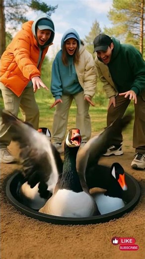 WHY ARE THERE GEESE IN THE HOLE?! 🦢😱🤣