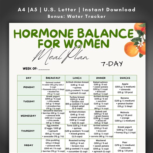 Hormone Balance Meal Plan for Women, 7 Day Meal Plan Printable, Hormone Diet Plan, Cortisol Balance, Anti Inflammatory Diet, Healthy Meals - Etsy