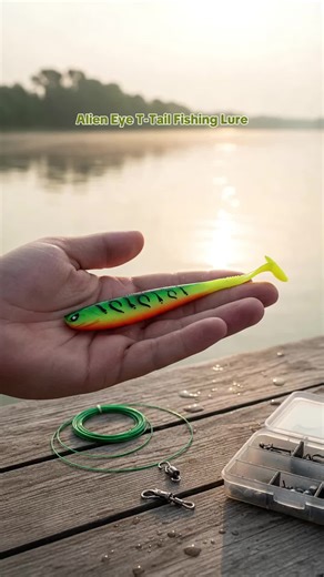 Alien Eye T-Tail Soft Lure 4.92in/0.35oz - Grooved Back Rainbow Fish PVC Fishing Lure