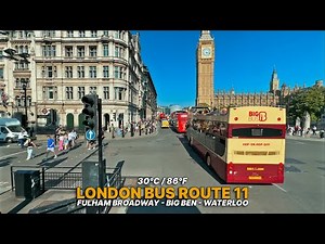 Popular London Bus 11 Re-routed from April 2023 | Upper-deck bus ride from Fulham to London Waterloo