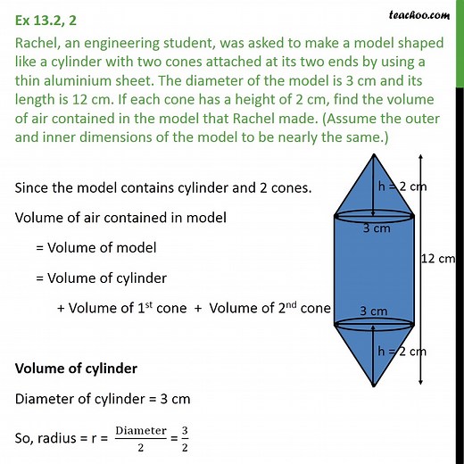 Ex 12.2, 2 - Rachel, an engineering student, was asked to