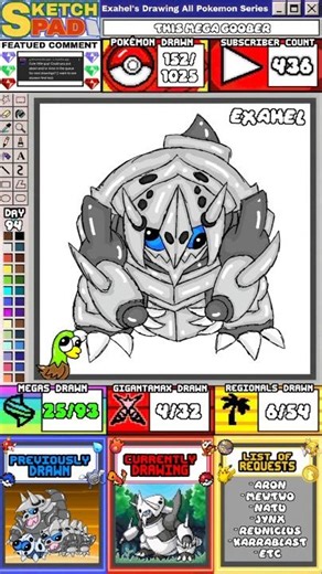 Drawing Mega Aggron 🪖 | Drawing All Pokemon Series (DAY 94)