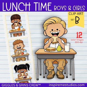 Healthy Lunch Kids Clipart Color — Nutrition, Food, School Lunch