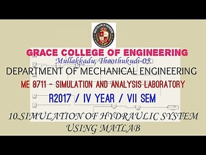 EX. NO :10 SIMULATION OF HYDRAULIC / PNEUMATIC SYSTEM USING C / MAT LAB